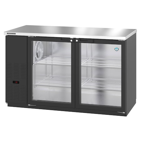 Hoshizaki Refrigerator, Two Section, Black Vinyl Back Bar Back Bar, Glass Doors,  BB59-G